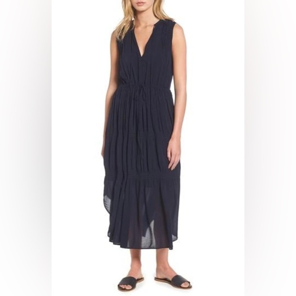 Standard James Perse Pleated A-line Dress in French Navy